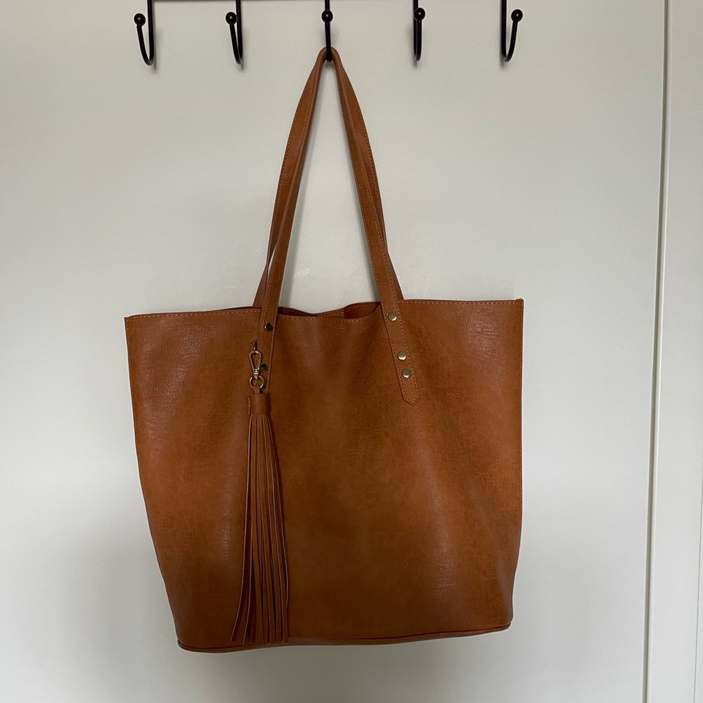 Faux leather tote bag